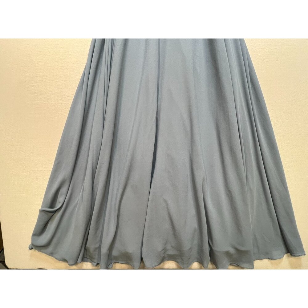 Lulus Womens Wrap V Neck Maxi Dress Short Sleeve Cold Shoulder Size S Dusty Blue - Picture 12 of 12